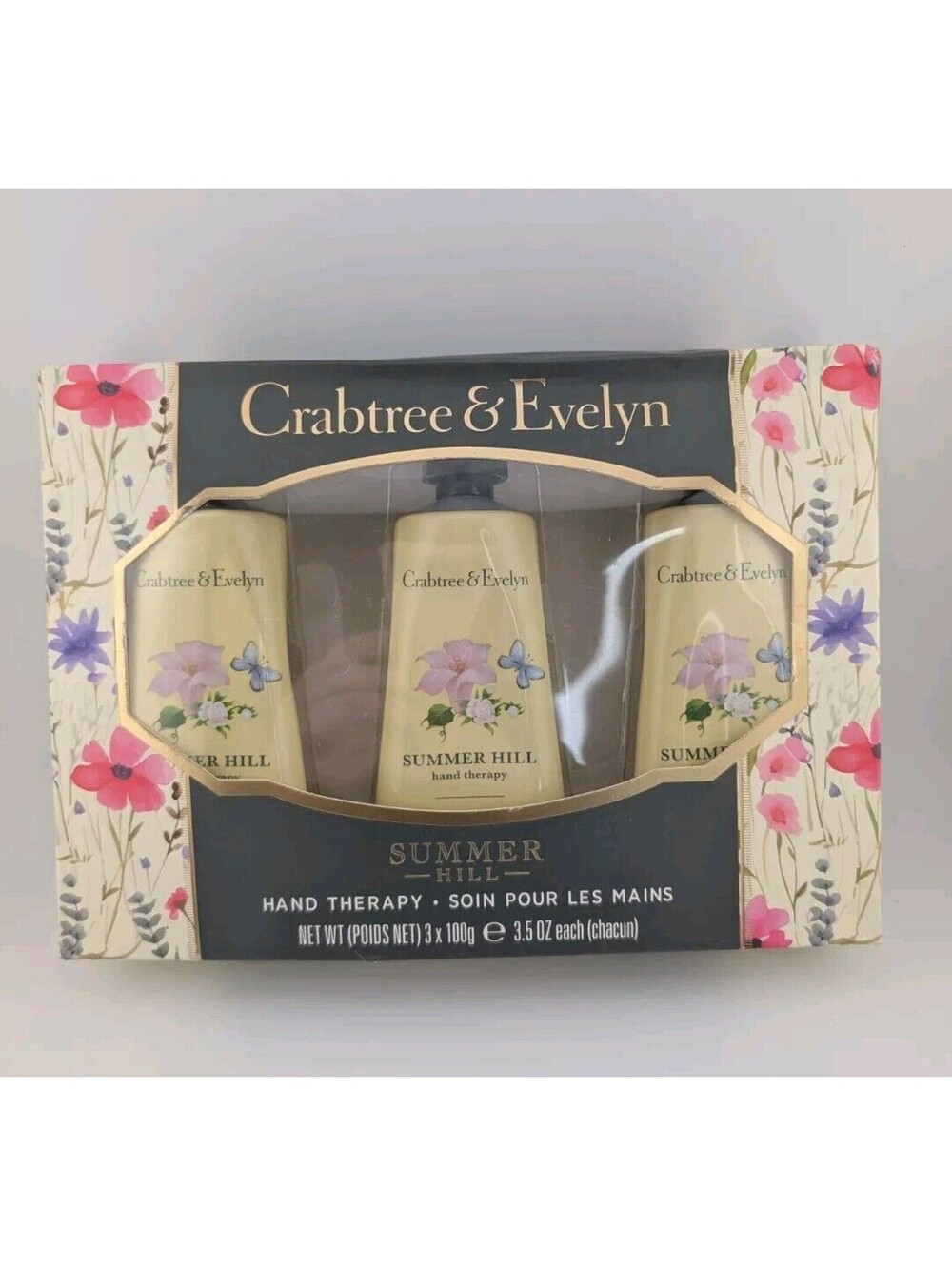 Crabtree & Evelyn Summer Hill Hand Therapy Gift Set Lotion 3 Pack